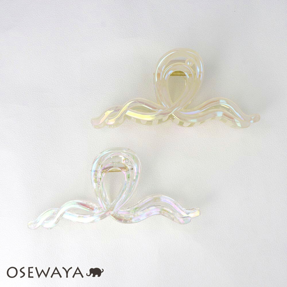 ヘアクリップ クリア カラー オーロラ ダブル ロール ウェーブ ライン ビッグ バンスクリップ | OSEWAYA ヘアアクセサリー ヘアアクセ レディース ...