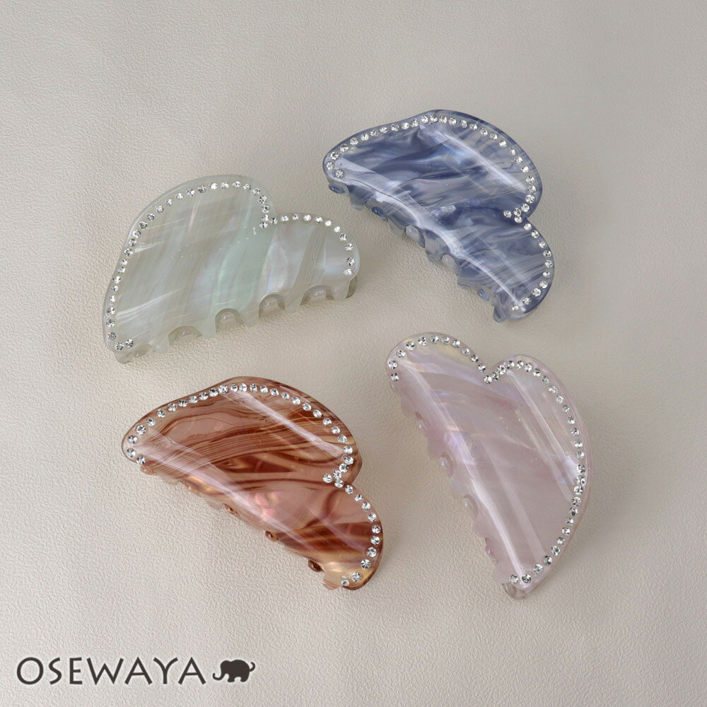 ヘアクリップ ハート マーブル カラー ミニ ストーン バンスクリップ | OSEWAYA ヘアアクセサリー ヘアアクセ レディース 女性 大人 プレゼント ギ...