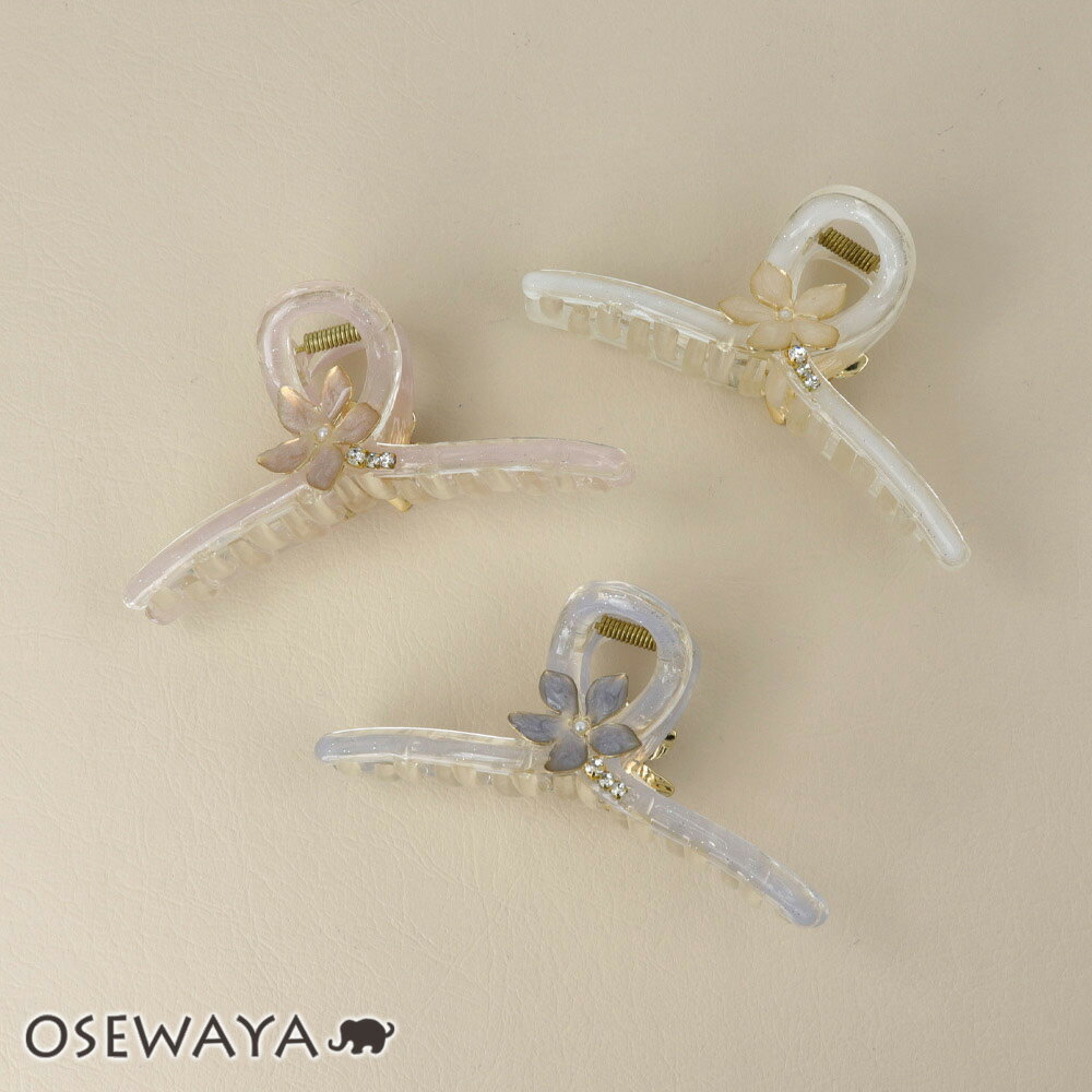 【楽天スーパーSALE 半額】ヘアクリップ メタル フラワー 花 マーブル カラー ラメ ストーン パール クリア ロール バンスクリップ | OSEWAYA ...