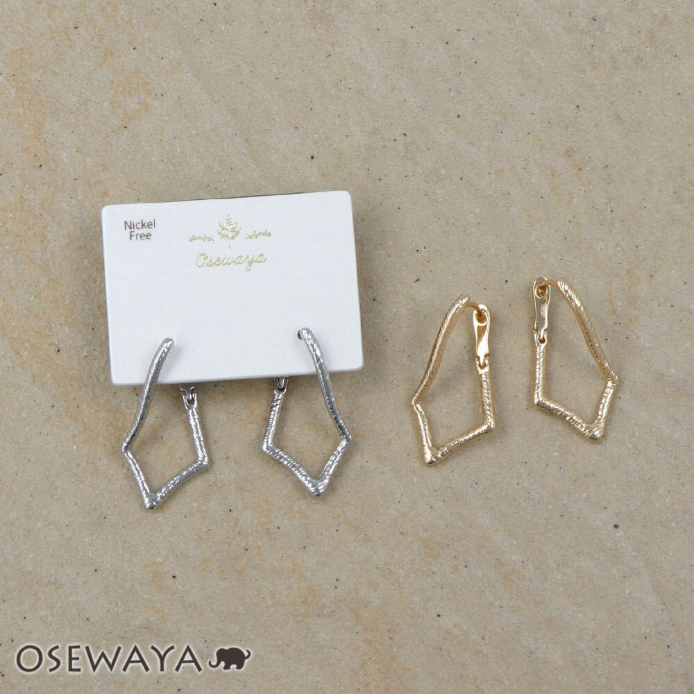 Rakuten - ピアス ニッケルフリー メタル スリム ライン テクスチャー ロンバス ワンタッチ フープピアス | OSEWAYA アクセサリー レディース 女性 大人 プレゼント ギフト 結婚式 誕生日 おしゃれ オシャレ