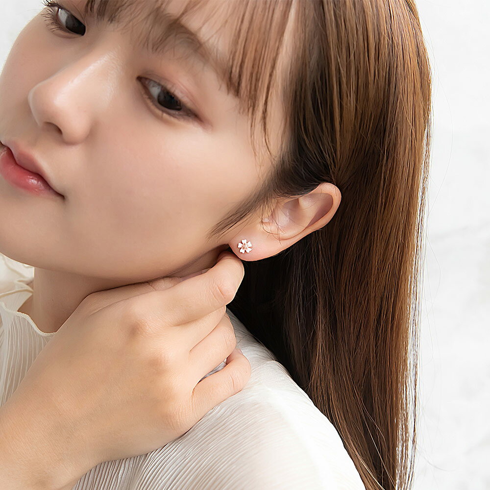 OSEWAYAのピアス メタル 桜 花 フラワー パール ストーン ボール 5個セット チタンポスト スタッドピアス | OSEWAYA アクセサリー レディース 女性 大人 プレゼント ギフト 結婚式 誕生日 おしゃれ オシャレ｜アングル3