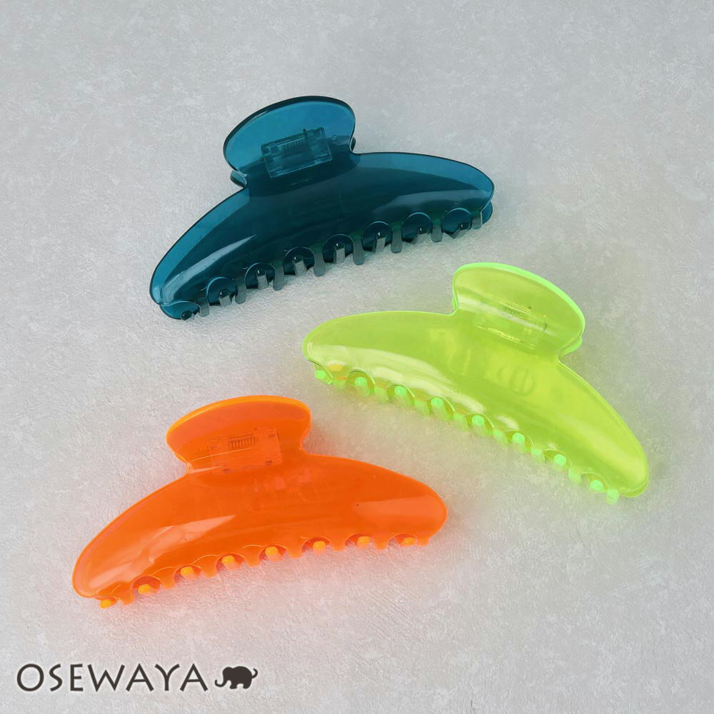 【楽天スーパーSALE 半額】ヘアクリップ クリア スケルトン ネオンカラー バンスクリップ | OSEWAYA ヘアアクセサリー ヘアアクセ レディース 女性...