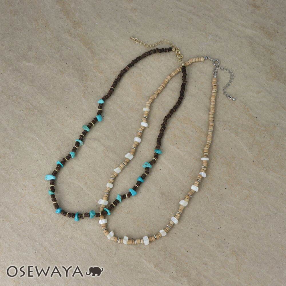 【楽天スーパーSALE 半額】ネックレス メタル ココビーズ 天然石 ショートネックレス | OSEWAYA アクセサリー レディース 女性 大人 プレゼント ...
