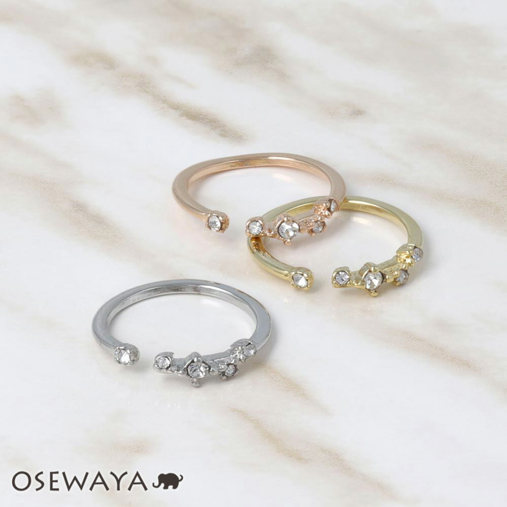 Rakuten - リング ニッケルフリー メタル ミニ ストーン ランダム フリーサイズ 指輪 ピンキーリング | OSEWAYA アクセサリー レディース 女性 大人 プレゼント ギフト 結婚式 誕生日 おしゃれ オシャレ かわいい
