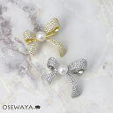 ブローチ メタル キュービックジルコニア 淡水パール アシンメトリー リボン ピンタイプ | OSEWAYA アクセサリー レディース 卒業式 入学式 卒園式 フォーマル 結婚式 ピン おしゃれ オシャレ かわいい 可愛い