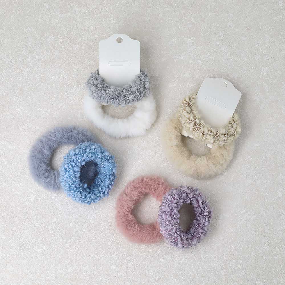 シュシュ エコファー ボア カラー 2個セット | OSEWAYA ヘアアクセサリー ヘアアクセ レディース 女性 大人 プレゼント ギフト 結婚式 カジュアル...