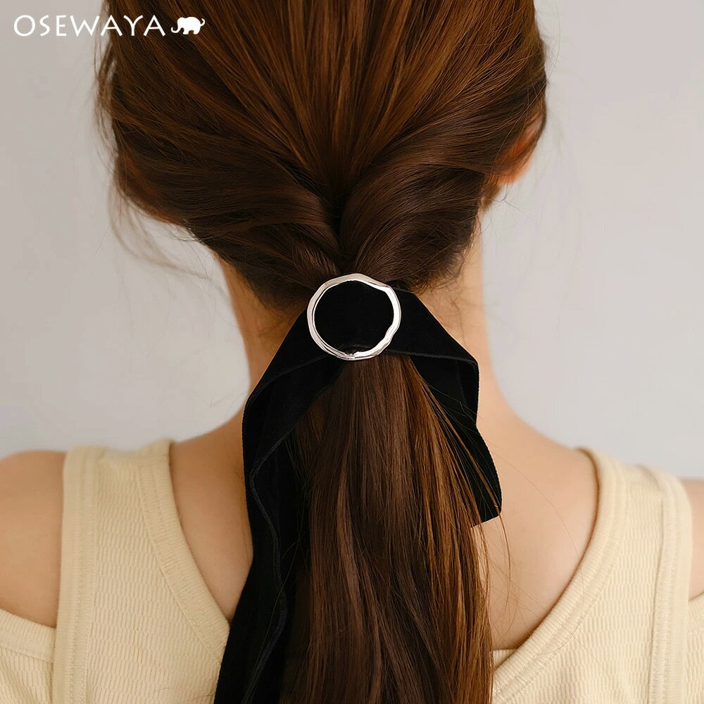 【5/9 限定2時間50％OFF】ヘアカフ リボンテープ ベロア メタル サークル | OSEWAYA ヘアアクセサリー ヘアアクセ レディース 女性 大人 プレゼント ギフト 結婚式 カジュアル おしゃれ オシャレ かわいい 可愛い
