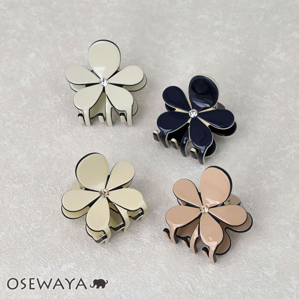 ヘアクリップ フラワー ストーン バイカラー ミニ バンスクリップ | OSEWAYA ヘアアクセサリー ヘアアクセ レディース 女性 大人 プレゼント ギフト...