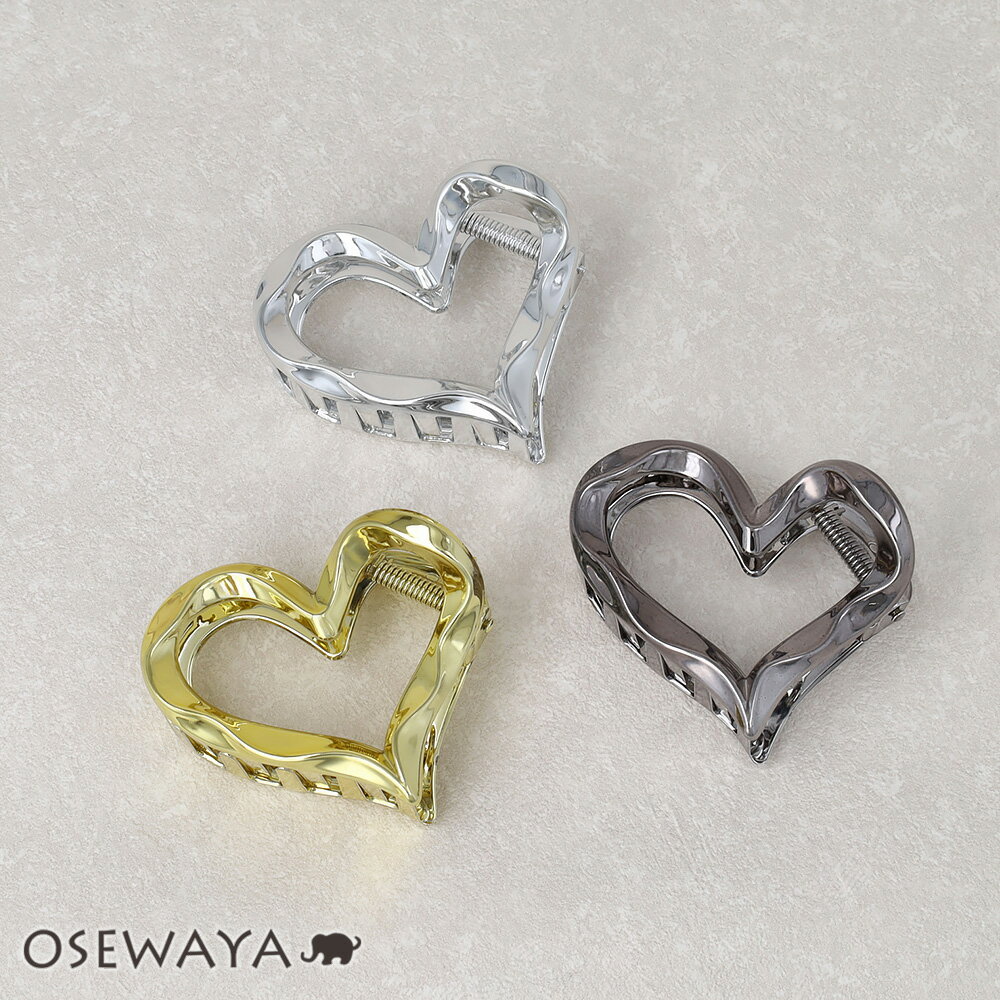 ヘアクリップ メタルカラー ハート バンスクリップ | OSEWAYA ヘアアクセサリー ヘアアクセ レディース 女性 大人 プレゼント ギフト 結婚式 カジュ...