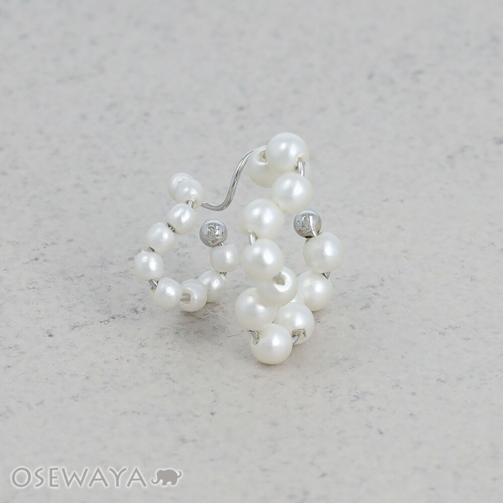 12/4限定2時間30％OFF イヤーカフ ニッケルフリー パール ダブル ウェーブ イヤリング 【片耳用】 | OSEWAYA アクセサリー レディース 女性 大人 プレゼント ギフト 結婚式 誕生日 おしゃれ オシャレ かわいい 可愛い