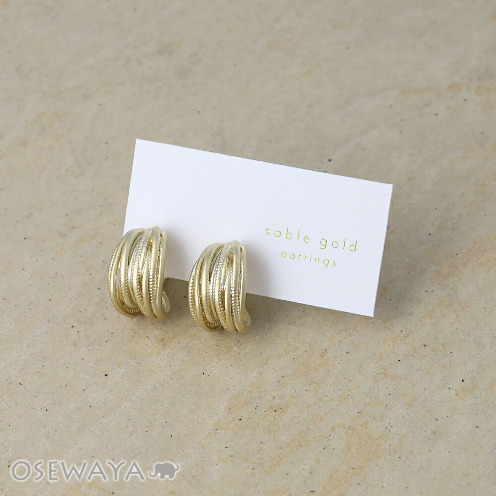 イヤリング ニッケルフリー sable gold メタル ランダム メニー ライン ネジバネ式イヤリング | OSEWAYA アクセサリー レディース 女性 大...