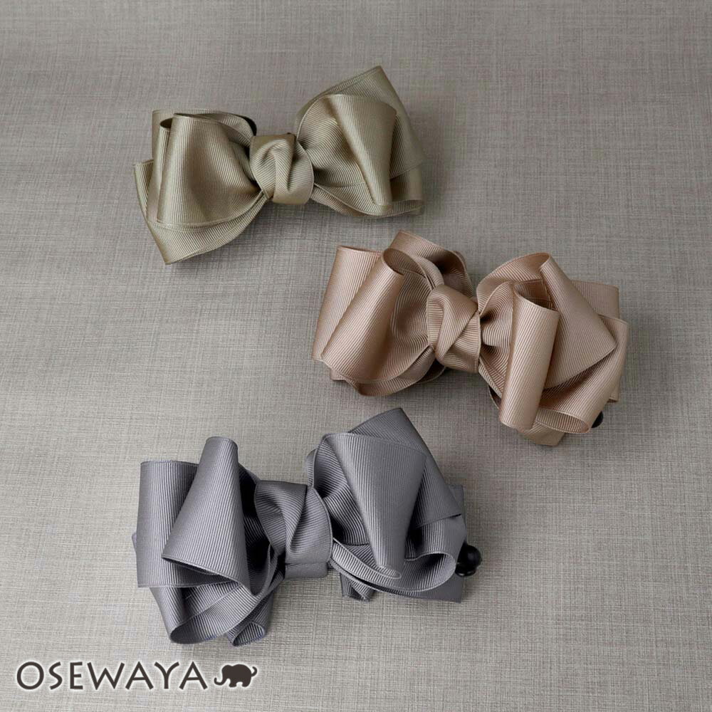 バナナクリップ レイヤード グログラン リボン ボリューム くすみカラー バンスクリップ | OSEWAYA ヘアアクセサリー ヘアアクセ レディース 女性 大...