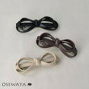 バレッタ ニッケルフリー メタル ダブル ∞ リボン ノット 立体 フェイクレザー ベーシックカラー | OSEWAYA ヘアアクセサリー ヘアアクセ レディース 女性 大人 プレゼント ギフト 結婚式 カジュアル おしゃれ オシャレ