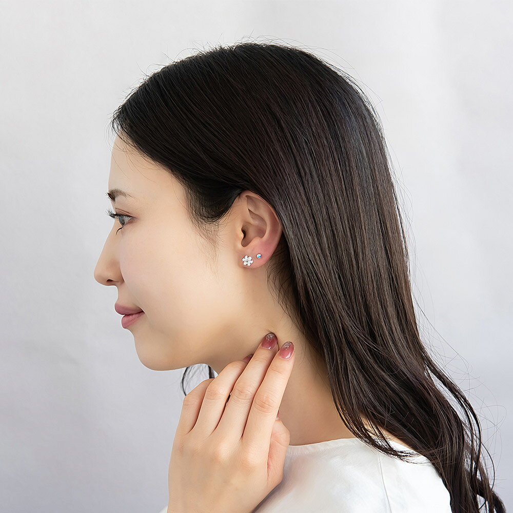 樹脂ピアス ニッケルフリー フクロウ 梟 鳥 雪の結晶 ストーン 4個セット スタッドピアス ドロップピアス | OSEWAYA アクセサリー レディース 女性 アレルギー対応 プレゼント ギフト 結婚式の商品画像 2