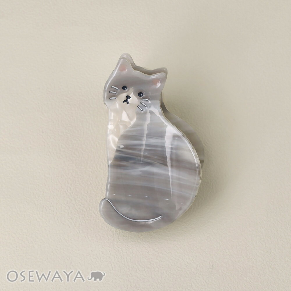 乐天商城 - ヘアクリップ アニマル 動物 ネコ 猫 バンスクリップ | OSEWAYA ヘアアクセサリー ヘアアクセ レディース 女性 大人 プレゼント ギフト 結婚式 カジュアル おしゃれ オシャレ かわいい 可愛い