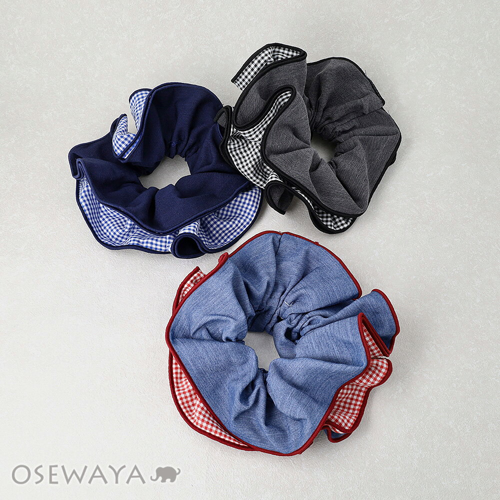 Rakuten - シュシュ チェック 柄 バイカラー | OSEWAYA ヘアアクセサリー ヘアアクセ レディース 女性 大人 プレゼント ギフト 結婚式 カジュアル おしゃれ オシャレ かわいい 可愛い