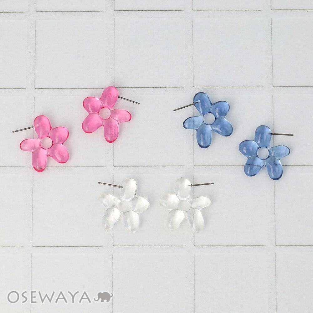 乐天商城 - ピアス サイド フラワー クリア カラー チタンポスト スタッドピアス | OSEWAYA アクセサリー レディース 女性 大人 プレゼント ギフト 結婚式 誕生日 おしゃれ オシャレ かわいい 可愛い