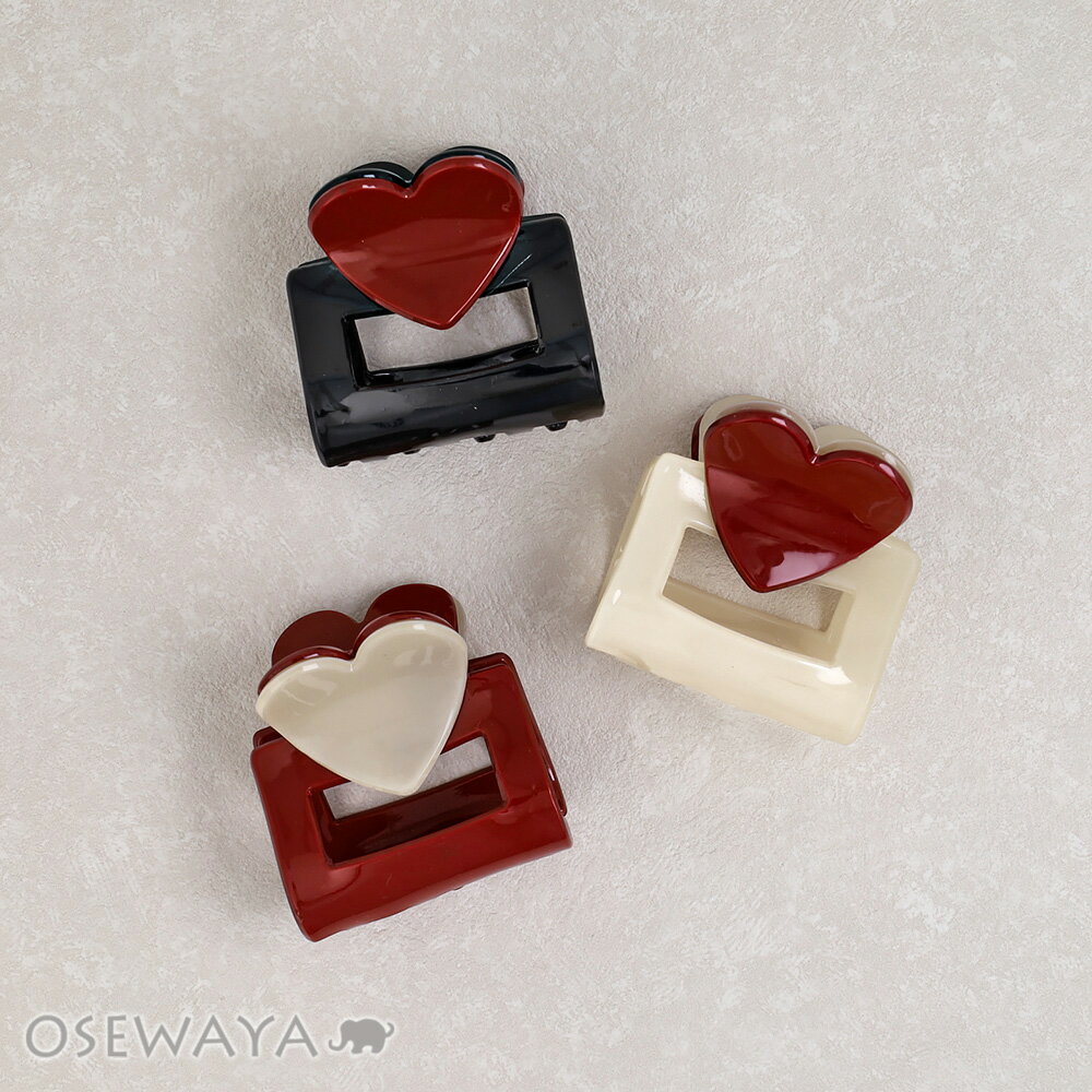 乐天商城 - ヘアクリップ ハート バイカラー レクタングル バンスクリップ | OSEWAYA ヘアアクセサリー ヘアアクセ レディース 女性 大人 プレゼント ギフト 結婚式 カジュアル おしゃれ オシャレ かわいい 可愛い
