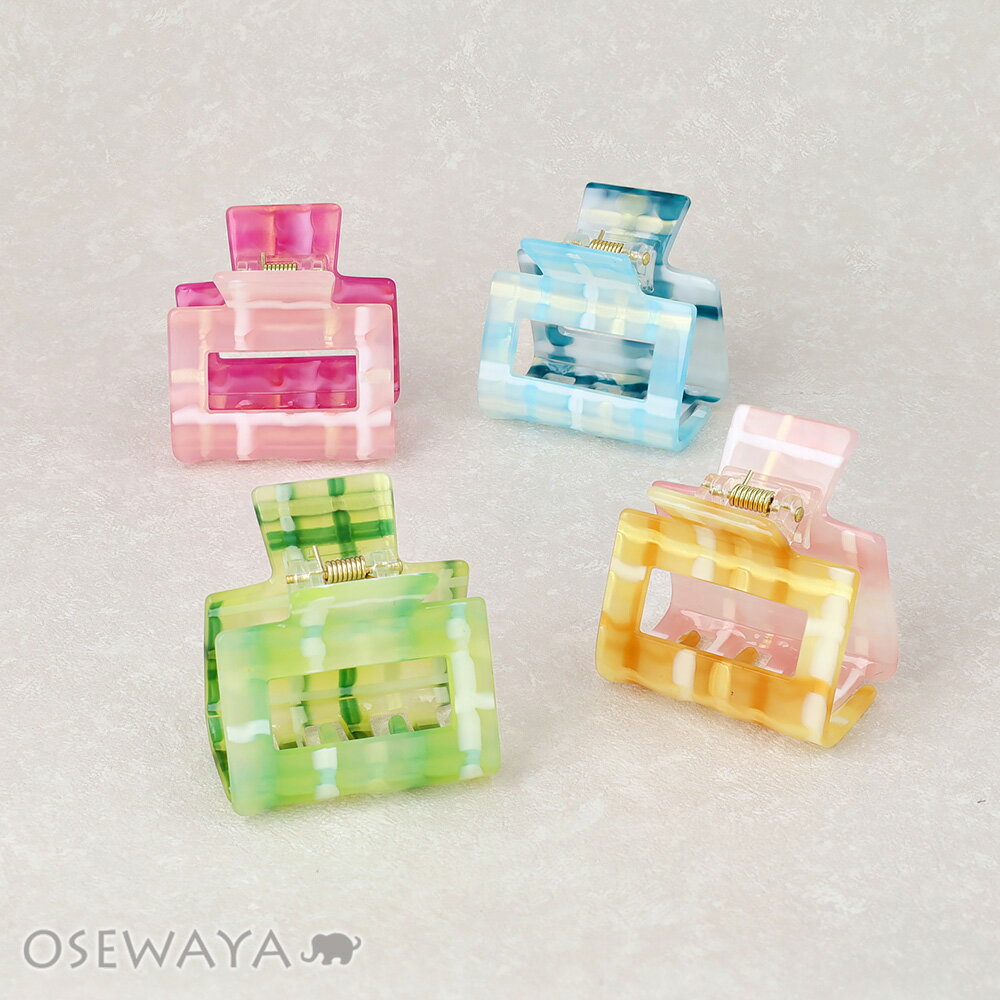 乐天商城 - ヘアクリップ マーブル カラー レクタングル バンスクリップ | OSEWAYA ヘアアクセサリー ヘアアクセ レディース 女性 大人 プレゼント ギフト 結婚式 カジュアル おしゃれ オシャレ かわいい 可愛い