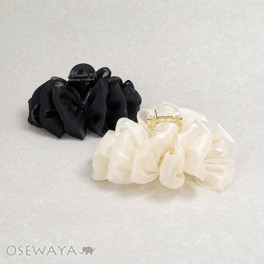 樂天商城 - ヘアクリップ フリル シアー シマー カラー バンスクリップ | OSEWAYA ヘアアクセサリー ヘアアクセ レディース 女性 大人 プレゼント ギフト 結婚式 カジュアル おしゃれ オシャレ かわいい 可愛い