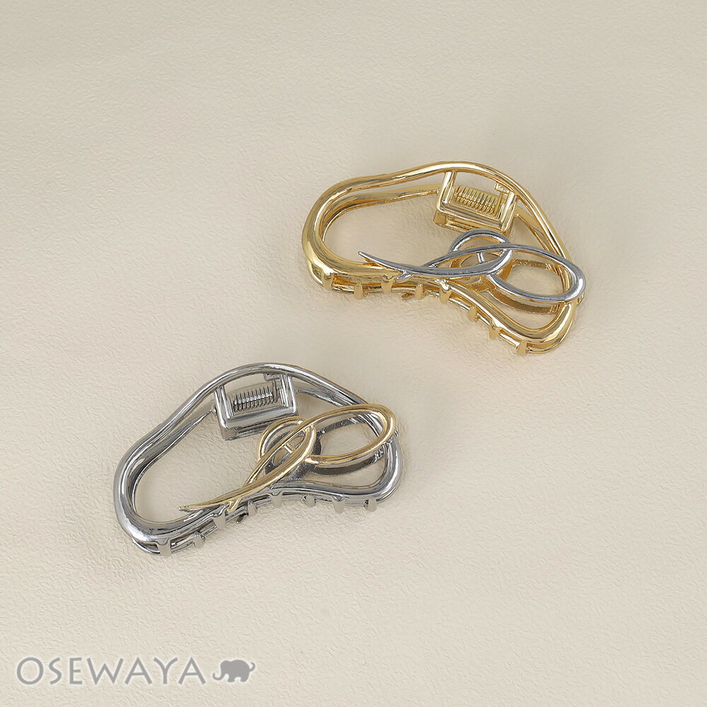 Rakuten - ヘアクリップ メタル フレーム 変形 オーバル ループ ライン コンビカラー バンスクリップ | OSEWAYA ヘアアクセサリー ヘアアクセ レディース 女性 大人 プレゼント カジュアル おしゃれ オシャレ かわいい 可愛い