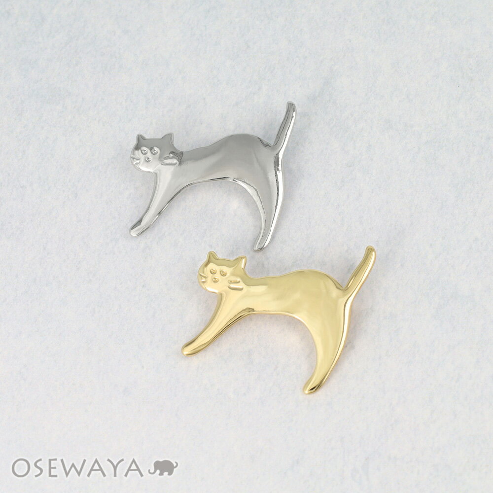 ブローチ メタル ネコ ピンタイプ | OSEWAYA アクセサリー レディース 卒業式 入学式 卒園式 フォーマル 結婚式 ピン おしゃれ オシャレ かわいい 可愛い