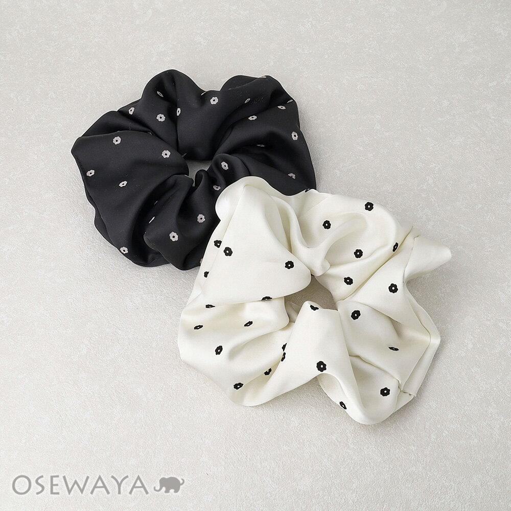 Rakuten - 【スーパーセールMax50％OFF】シュシュ フラワー モノトーン バイカラー | OSEWAYA ヘアアクセサリー ヘアアクセ レディース 女性 大人 プレゼント ギフト 結婚式 カジュアル おしゃれ オシャレ かわいい 可愛い
