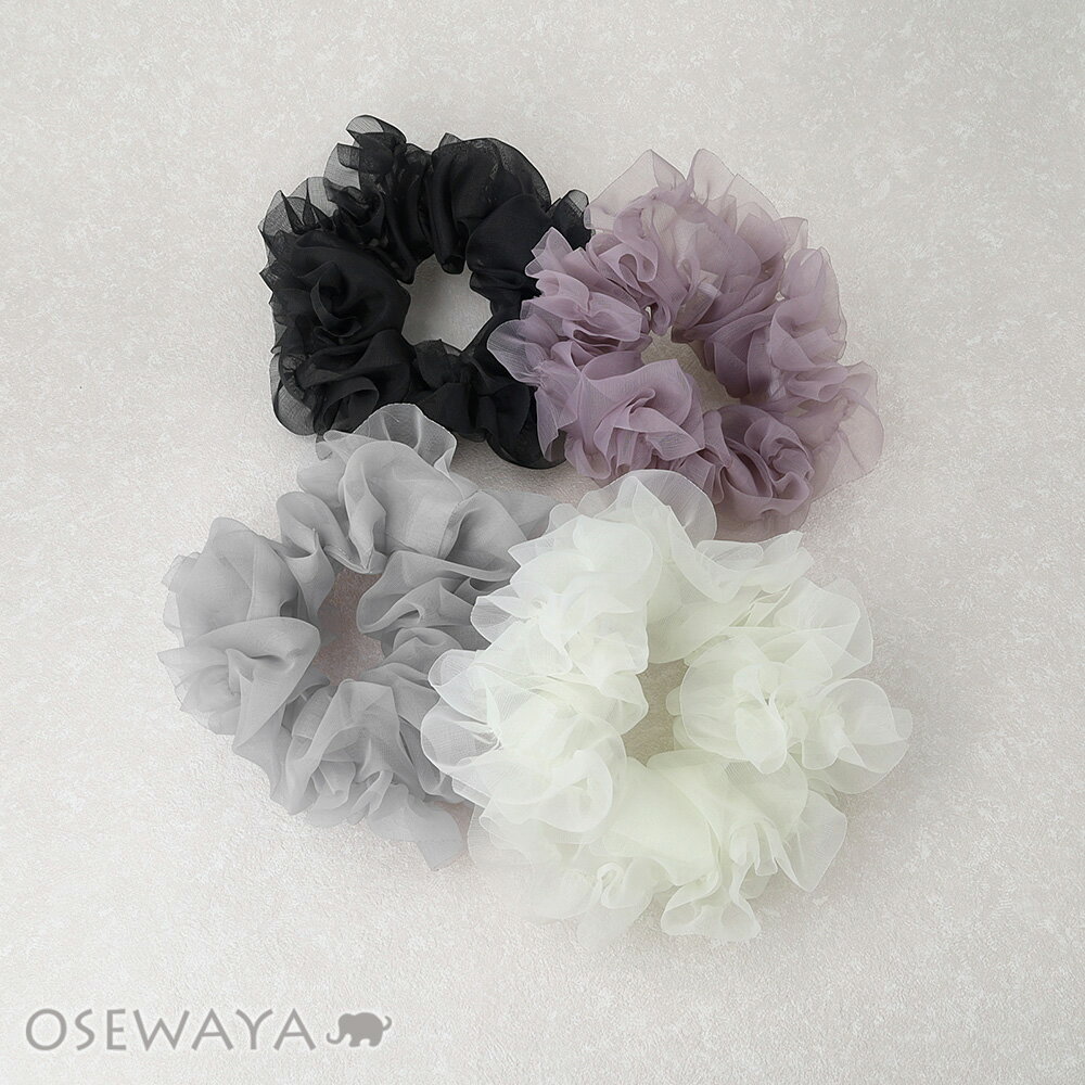 樂天商城 - シュシュ シアー ボリューム フリル カラー | OSEWAYA ヘアアクセサリー ヘアアクセ レディース 女性 大人 プレゼント ギフト 結婚式 カジュアル おしゃれ オシャレ かわいい 可愛い