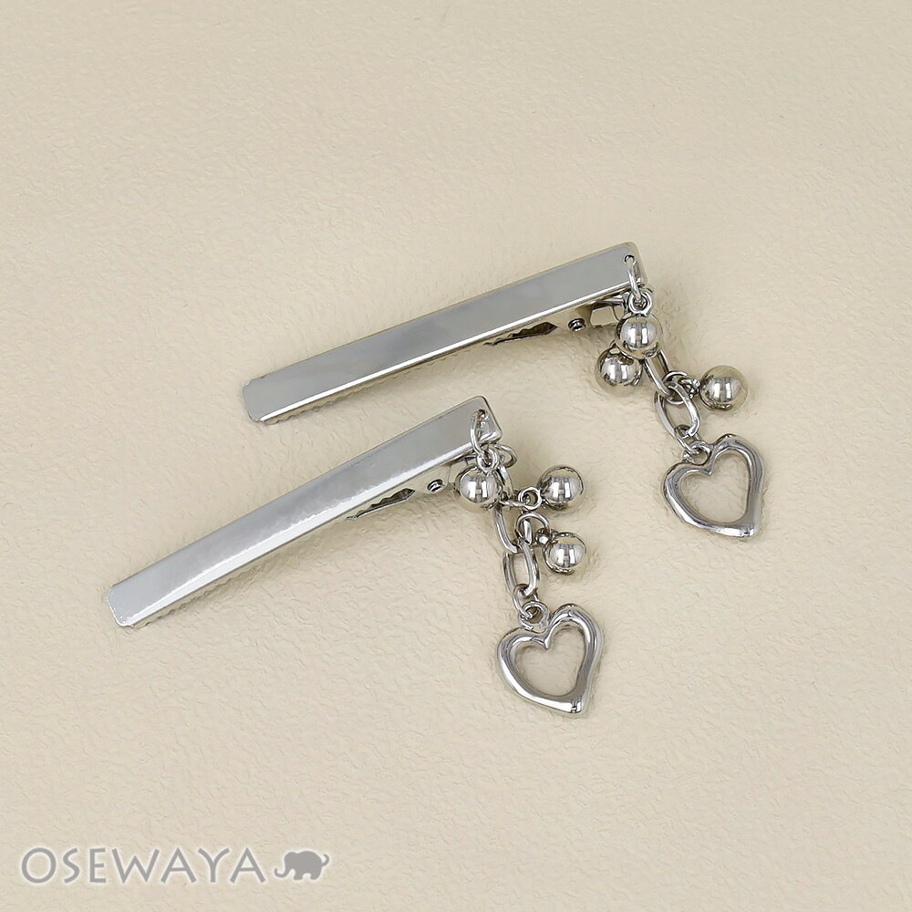 【5/9 限定2時間50％OFF】ヘアクリップ yura メタル ボール ハート チェーン 下がり 2個セット サイドクリップ | OSEWAYA ヘアアクセサリー ヘアアクセ レディース 女性 大人 プレゼント オシャレ 可愛い
