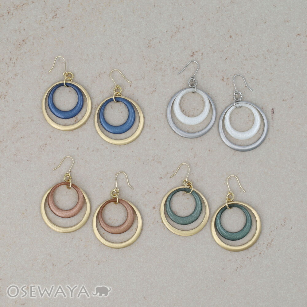 樂天商城 - ピアス ニッケルフリー メタル カラー 2連 サークル フックピアス | OSEWAYA アクセサリー レディース 女性 大人 プレゼント ギフト 結婚式 誕生日 おしゃれ オシャレ かわいい 可愛い