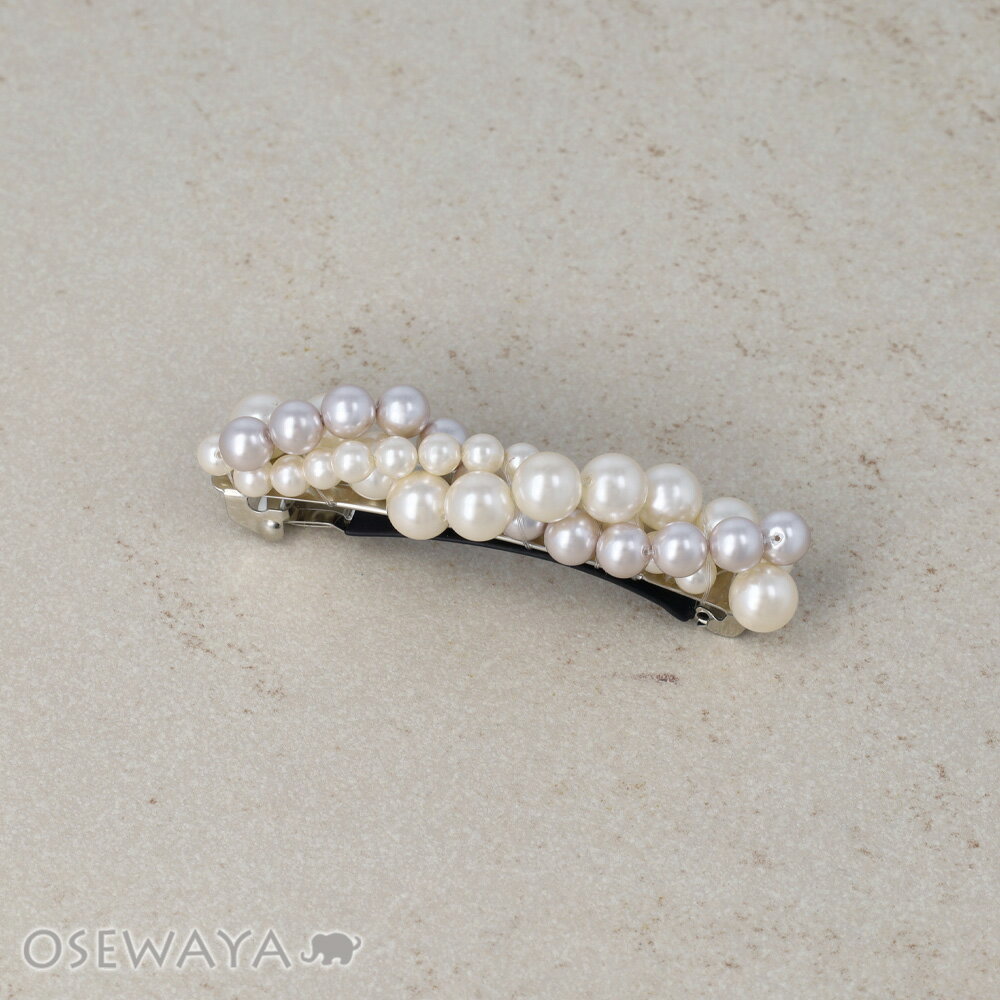Rakuten - Classy バレッタ ライン パール ミックスカラー すべり止め付き | OSEWAYA ヘアアクセサリー ヘアアクセ レディース 女性 大人 プレゼント ギフト 結婚式 カジュアル おしゃれ オシャレ かわいい 可愛い