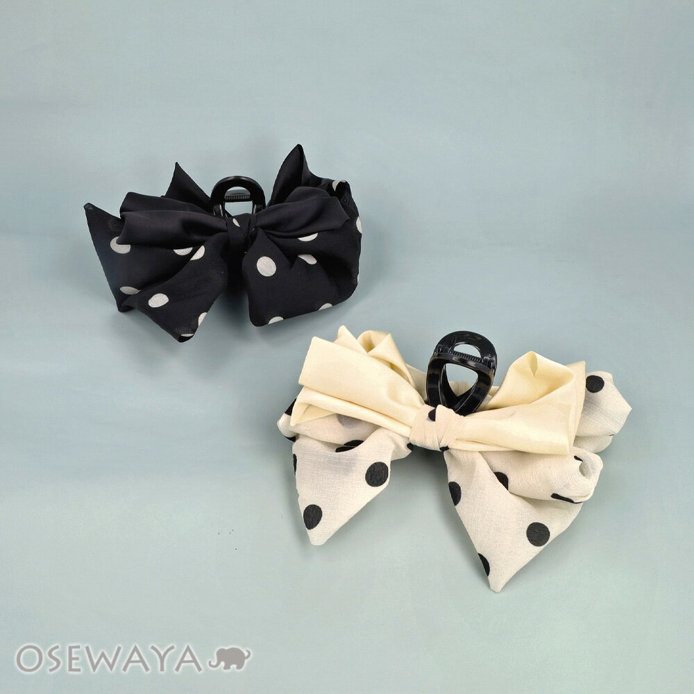 【5/9 限定2時間50％OFF】ヘアクリップ サテン シアー オーガンジー 水玉 リボン バンスクリップ | OSEWAYA ヘアアクセサリー ヘアアクセ レディース 女性 大人 プレゼント ギフト 結婚式 カジュアル おしゃれ オシャレ かわいい 可愛い
