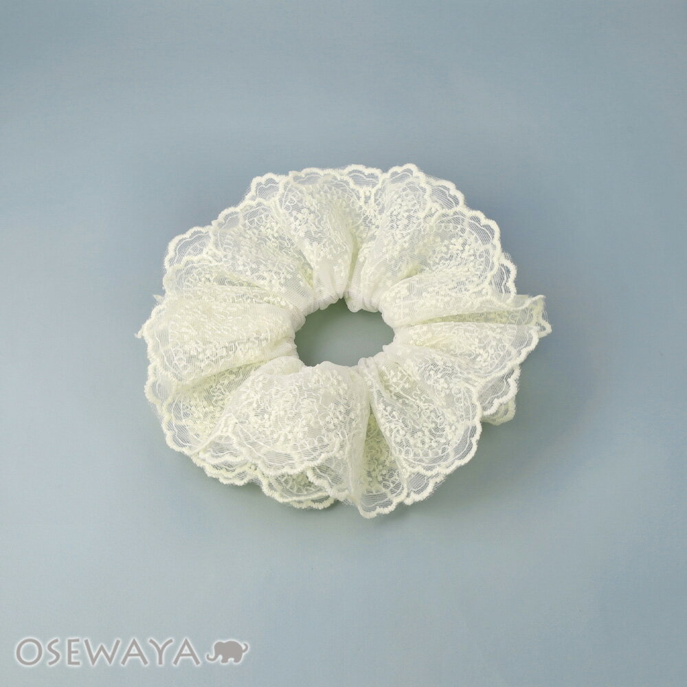 【5/9 限定2時間50％OFF】シュシュ ビッグ レース フラワー | OSEWAYA ヘアアクセサリー ヘアアクセ レディース 女性 大人 プレゼント ギフト 結婚式 カジュアル おしゃれ オシャレ かわいい 可愛い