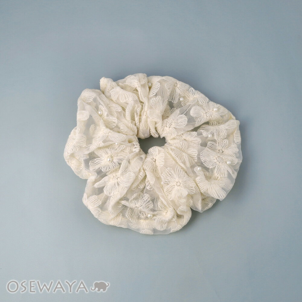 【5/9 限定2時間50％OFF】シュシュ ビッグ レース フラワー パール | OSEWAYA ヘアアクセサリー ヘアアクセ レディース 女性 大人 プレゼント ギフト 結婚式 カジュアル おしゃれ オシャレ かわいい 可愛い