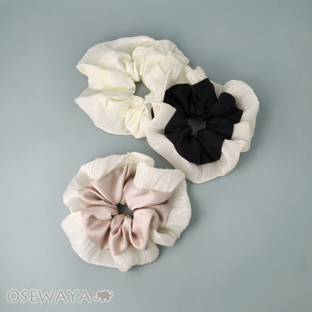 【5/9 限定2時間50％OFF】シュシュ バイカラー サテン シアー | OSEWAYA ヘアアクセサリー ヘアアクセ レディース 女性 大人 プレゼント ギフト 結婚式 カジュアル おしゃれ オシャレ かわいい 可愛い