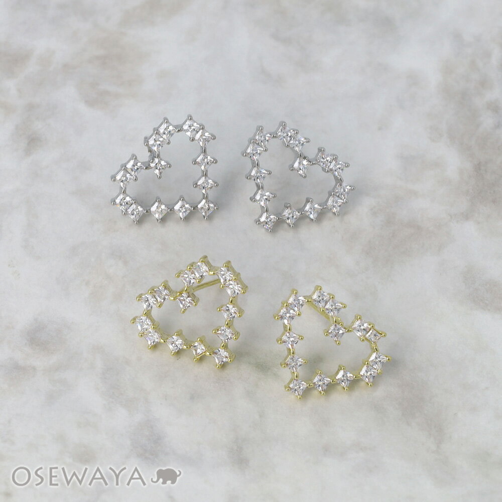 Rakuten - ピアス メタル ストーン ハート スタッドピアス | OSEWAYA アクセサリー レディース 女性 大人 プレゼント ギフト 結婚式 誕生日 おしゃれ オシャレ かわいい 可愛い