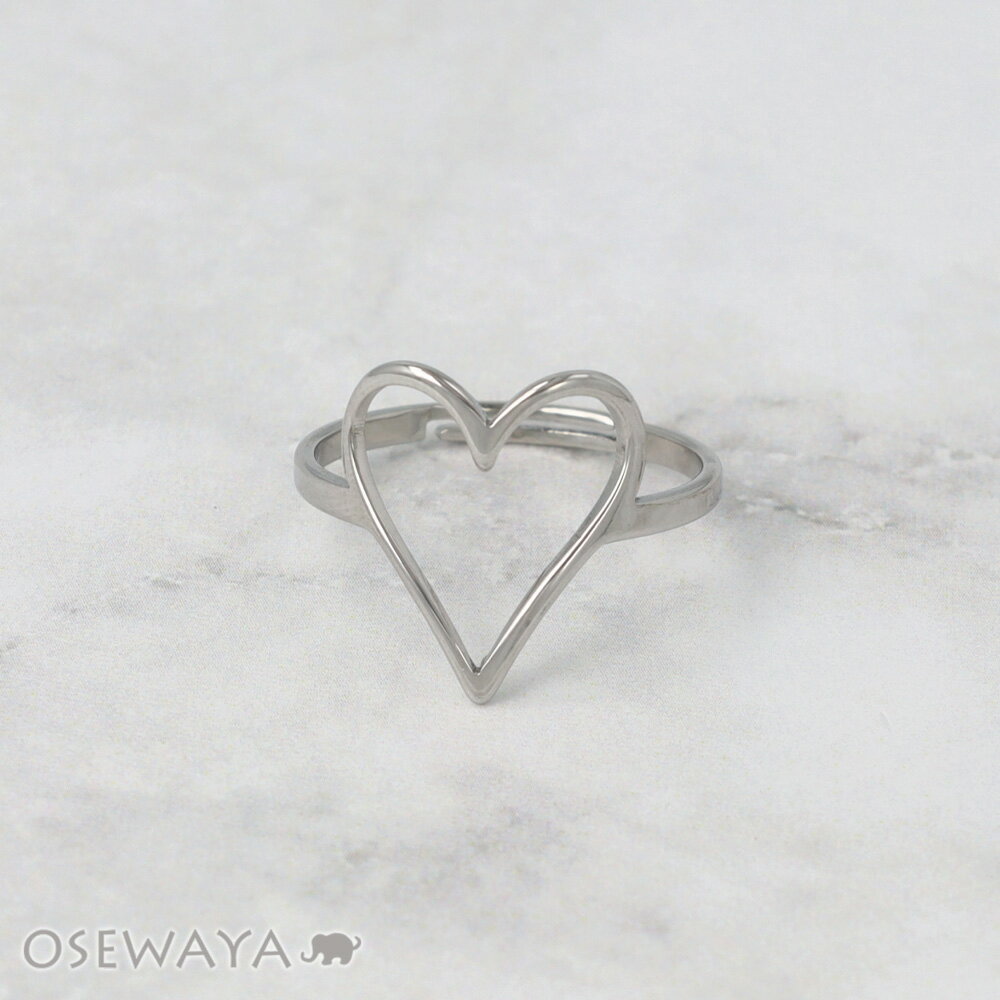Rakuten - リング ステンレス メタル ハート フリーサイズ 指輪 | OSEWAYA アクセサリー レディース 女性 大人 プレゼント ギフト 結婚式 誕生日 おしゃれ オシャレ かわいい 可愛い