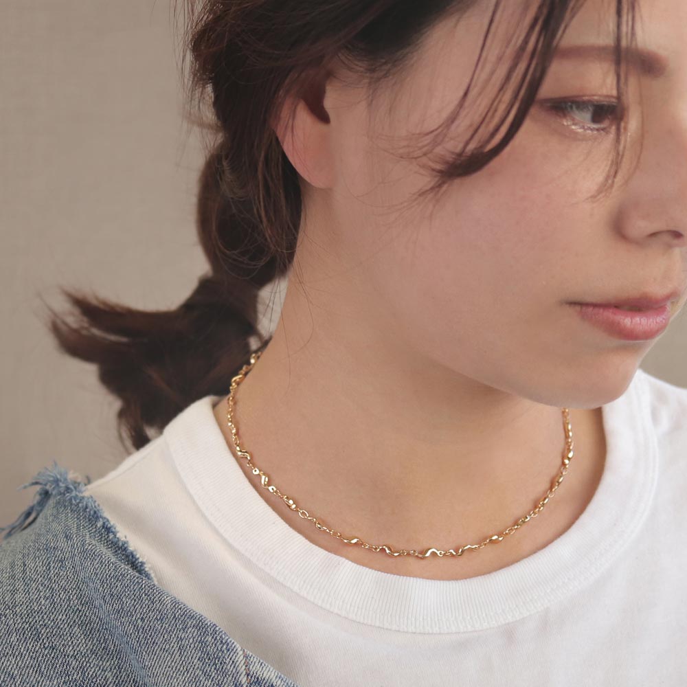 ネックレス ニッケルフリー メタル ウエーブ チェーン ショートネックレス | OSEWA...