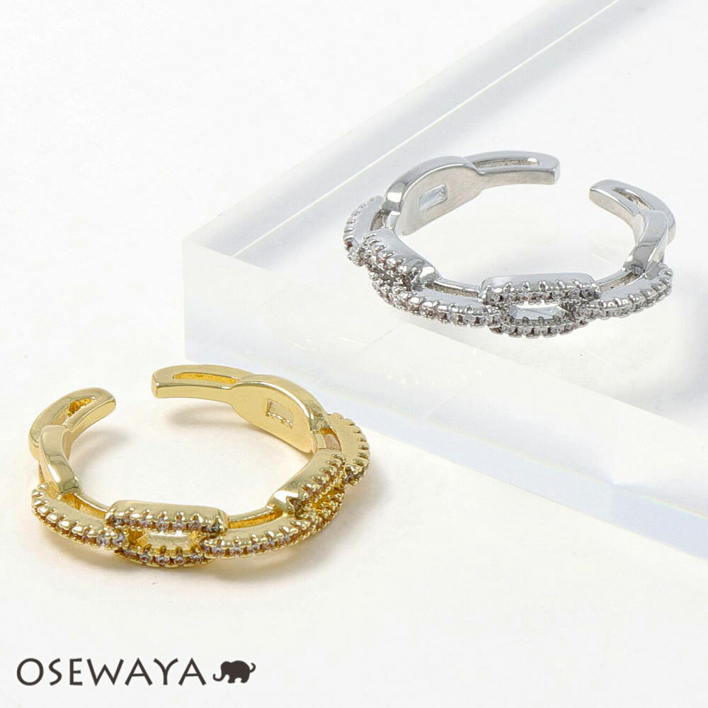 Rakuten - リング ニッケルフリー メタル ストーン チェーン フリーサイズ 指輪 | OSEWAYA アクセサリー レディース 女性 大人 プレゼント 誕生日