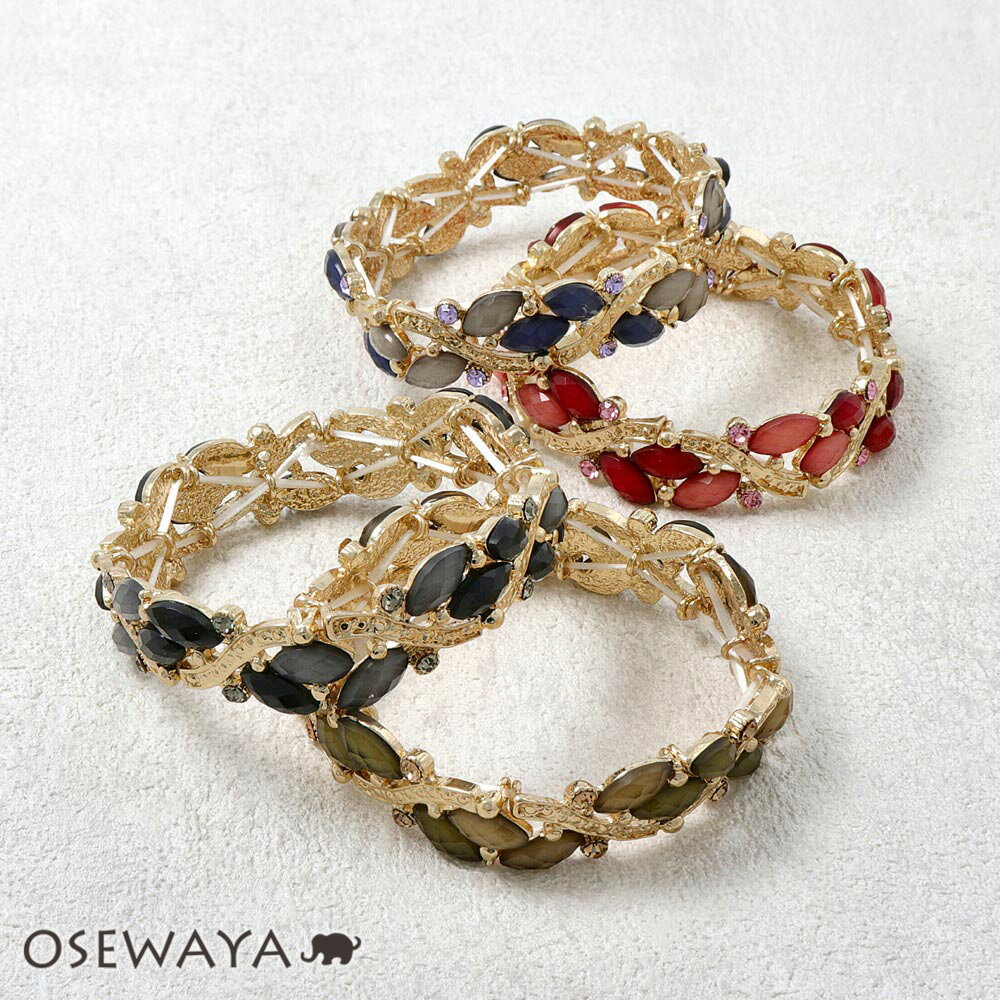【楽天スーパーSALE 半額】ブレスレット アクリル ビジュー ストーン ゴムブレスレット | OSEWAYA アクセサリー レディース 女性 大人 プレゼント...