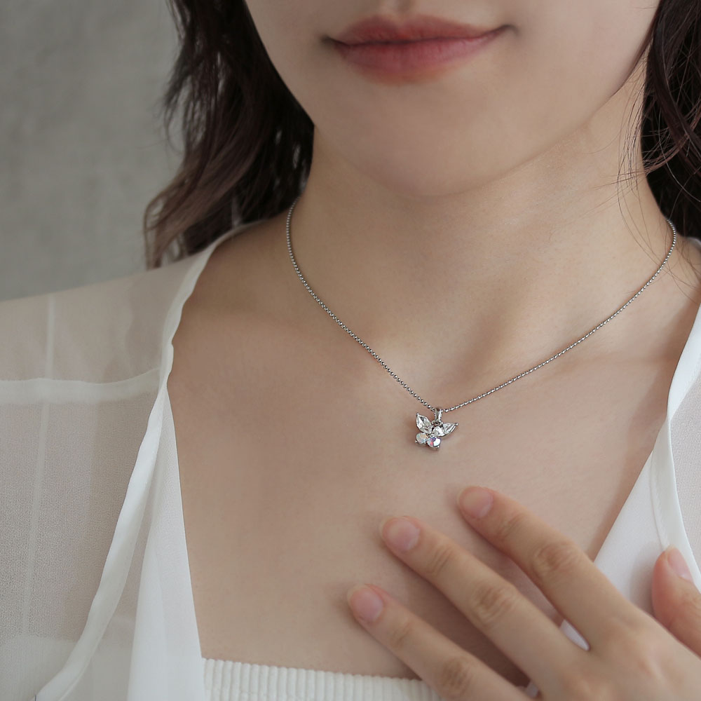 ネックレス バタフライ 蝶 ストーン メタル プチネックレス | OSEWAYA アクセサリー レディース 女性 大人 プレゼント 誕生日の商品画像 2