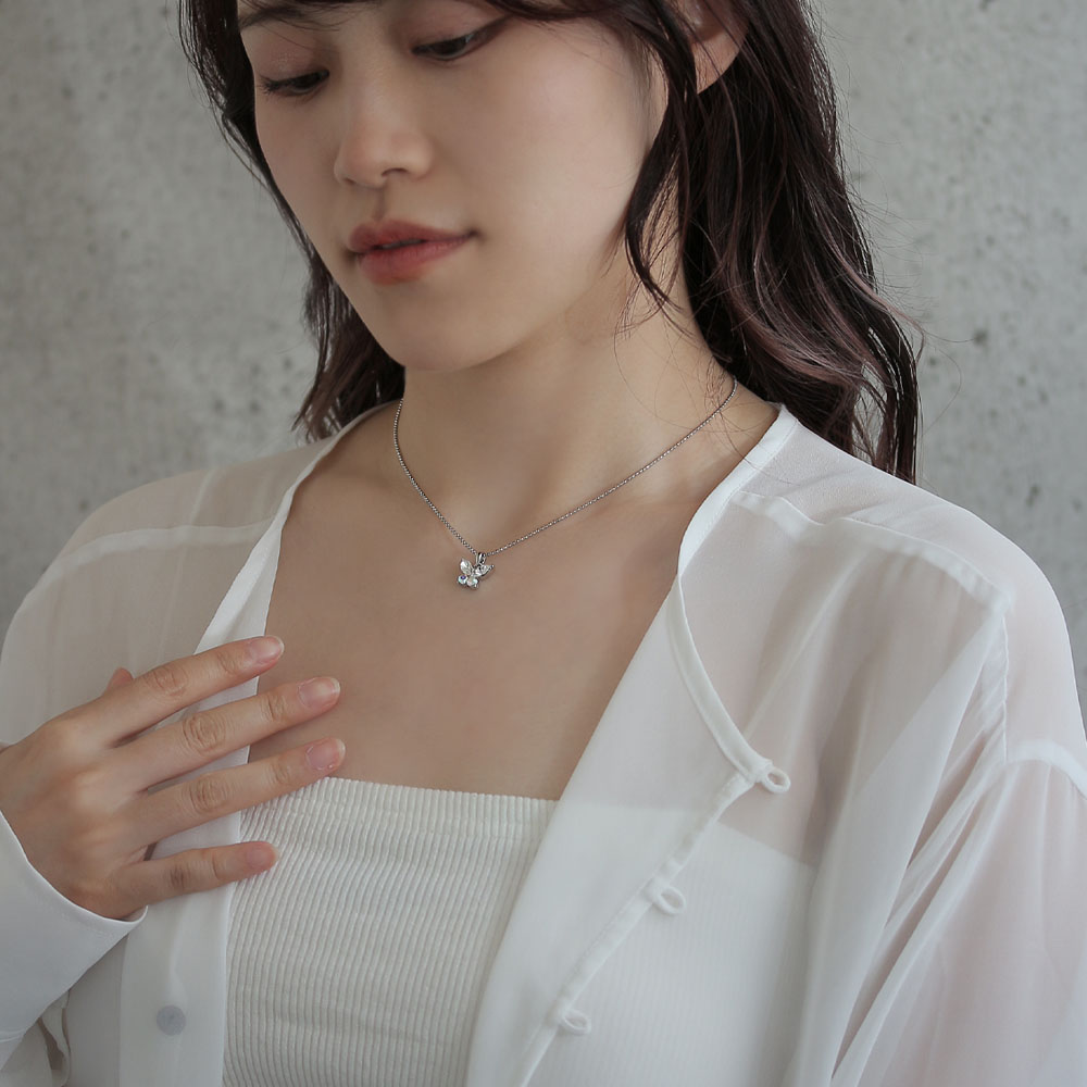ネックレス バタフライ 蝶 ストーン メタル プチネックレス | OSEWAYA アクセサリー レディース 女性 大人 プレゼント 誕生日の商品画像 3