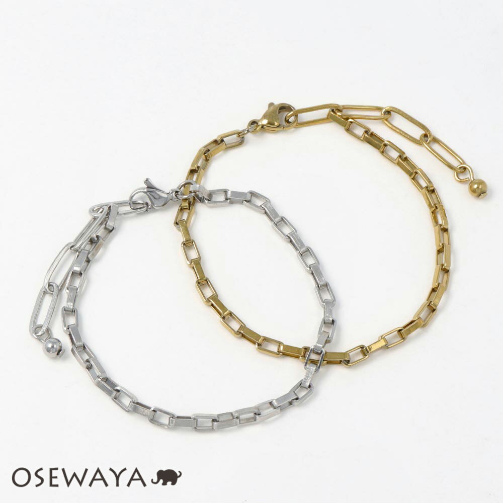 【楽天スーパーSALE 半額】ブレスレット ステンレス レクタングルチェーン チェーンブレスレット | OSEWAYA アクセサリー 金属アレルギー レディース...