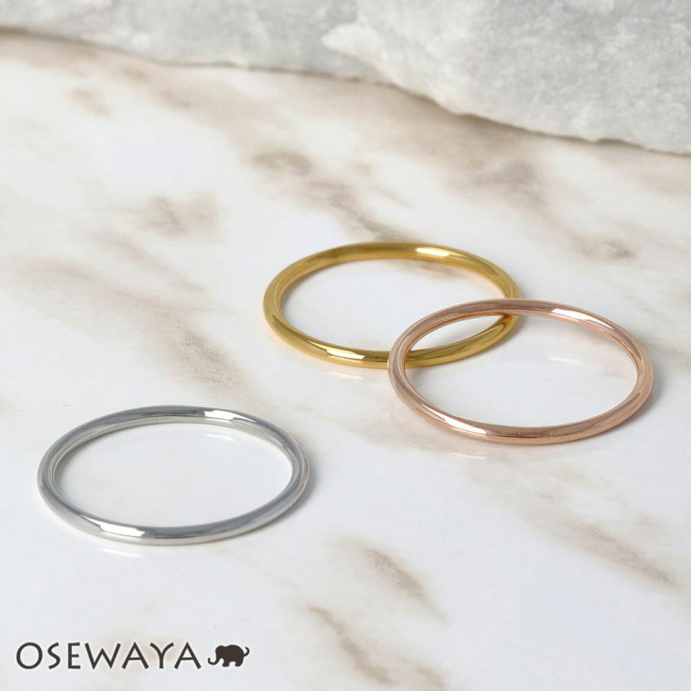 リング ステンレス メタル 丸甲 シンプル 3号 5号 9号 11号 ピンキーリング 指輪 | OSEWAYA アクセサリー 金属アレルギー対応 レディース 女性 大人 プレゼント ギフト 結婚式 誕生日 おしゃれ オシャレ