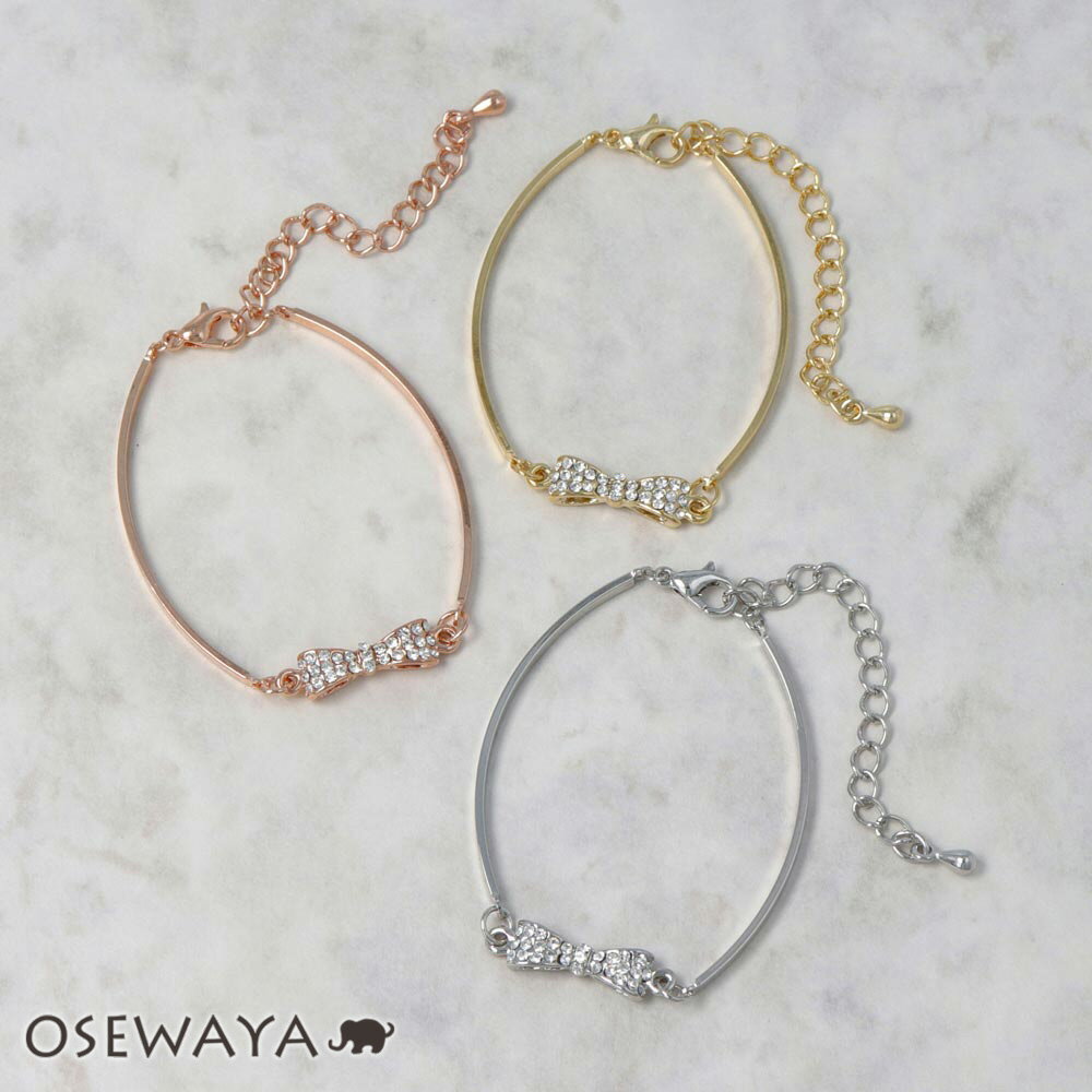 【20％OFFクーポン配布中】ブレスレット リボン ストーン チェーンブレスレット | OSEWAYA アクセサリー レディース 大人 プレゼント 誕生日 1