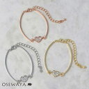 ブレスレット ハート カットガラス バングル風 チェーンブレスレット | OSEWAYA アクセサリー レディース 女性 大人 プレゼント 誕生日