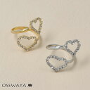 【送料無料】リング ニッケルフリー ダブル ハート ストーン フリーサイズ 指輪 | OSEWAYA アクセサリー レディース 金属アレルギー 女性 大人 プレゼント オシャレ かわいい