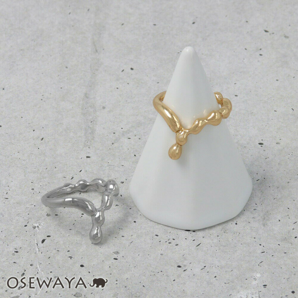 【楽天スーパーSALE 半額】リング ニッケルフリー メタル ドット ハーフ ライン V字 12号 指輪 | OSEWAYA アクセサリー レディース 金属アレ...