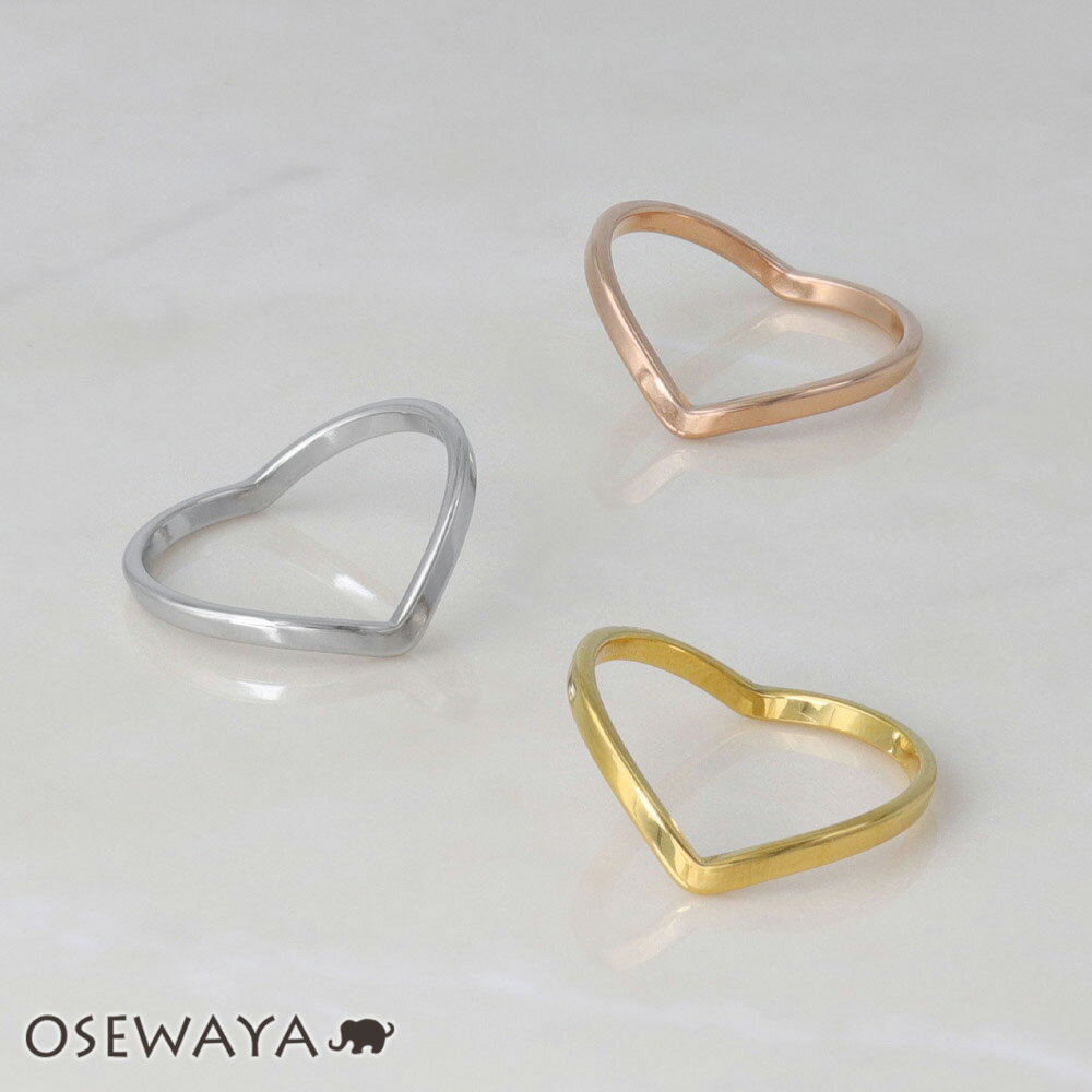 リング V字 両面 ステンレス 9号 11号 13号 指輪 OSEWAYA アクセサリー レディース 女性 大人 プレゼント ギフト 結婚式 誕生日 可愛い シンプル