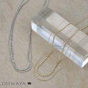 ネックレス ニッケルフリー 平丸x細 メタル チェーン 2連 ショートネックレス | OSEWAYA アクセサリー レディース 女性 大人 プレゼント ギフト 結婚式 誕生日 オシャレ